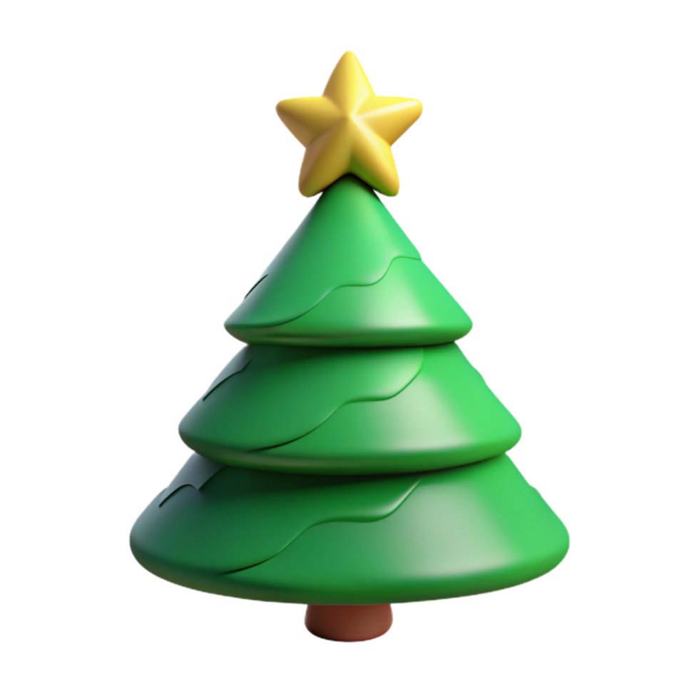 extraordinary rustic Green Christmas Tree with Star Topper Isolated high quality png