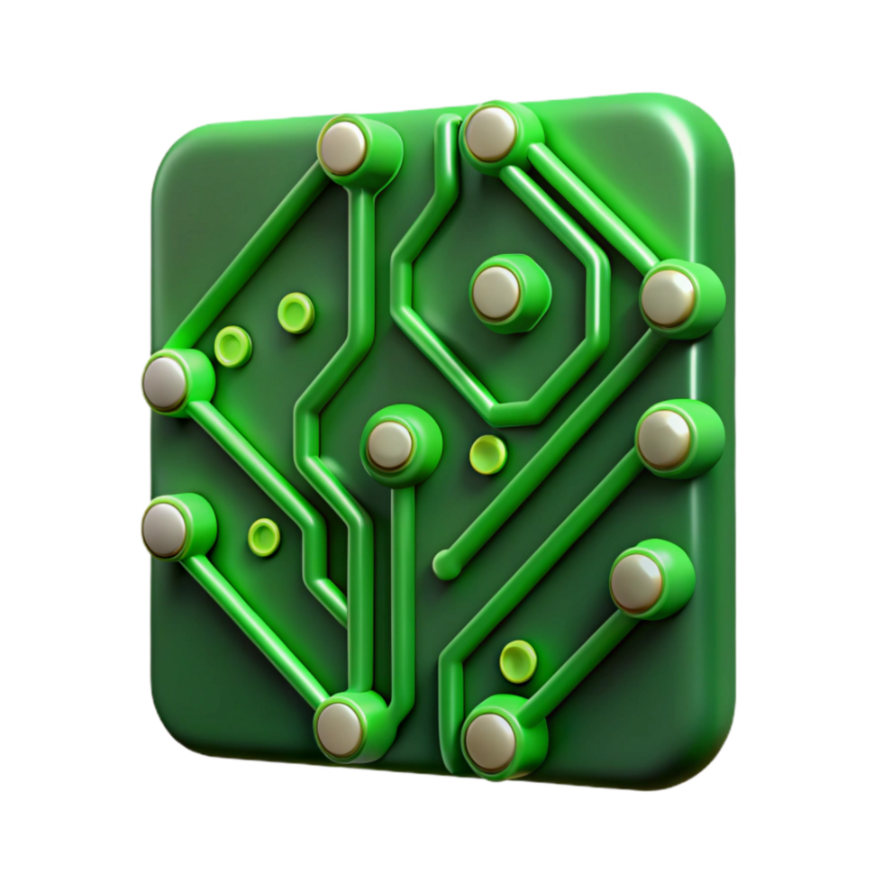 dramatic minimalist Green Circuit Lines on Dark Background Cutout professional png