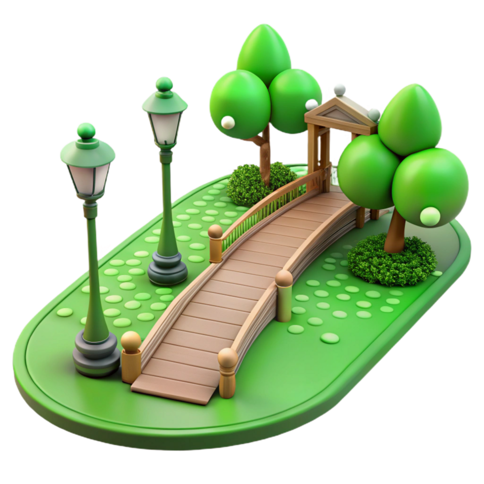 beautiful modern Green City Park Pathway View Isolated high quality png