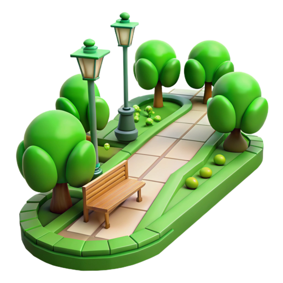 elegant artistic Green City Park Pathway View Isolated premium png