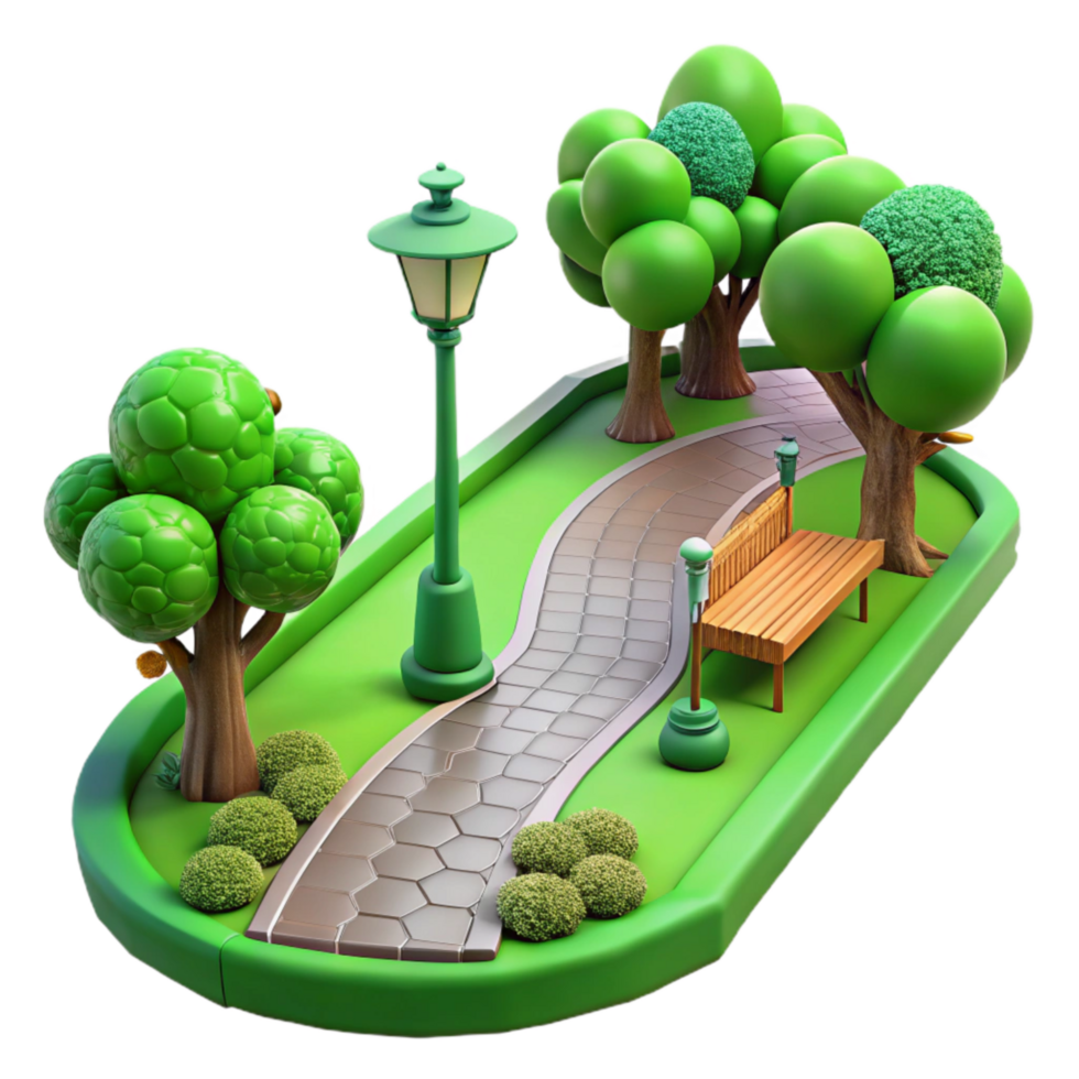 extraordinary creative Green City Park Pathway View Isolated high resolution png