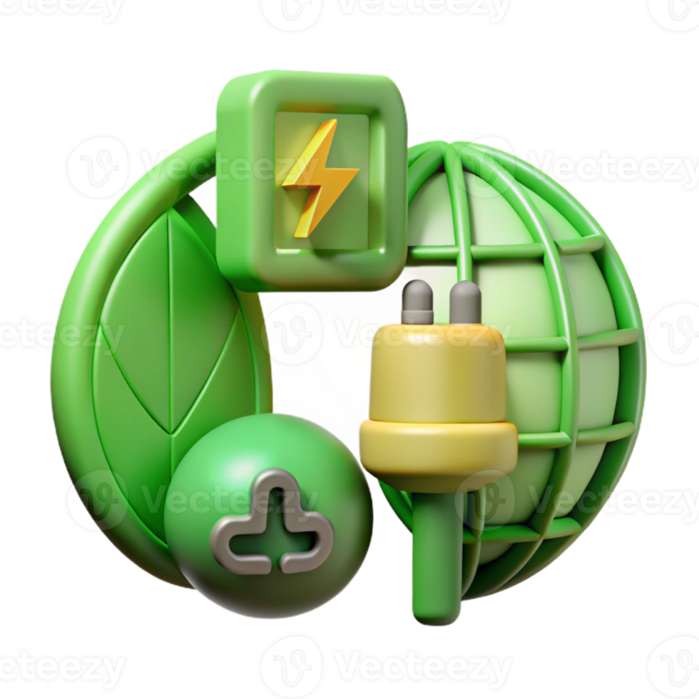 elegant vintage Green Energy Icon Set Colorful Transparent Background professional png
