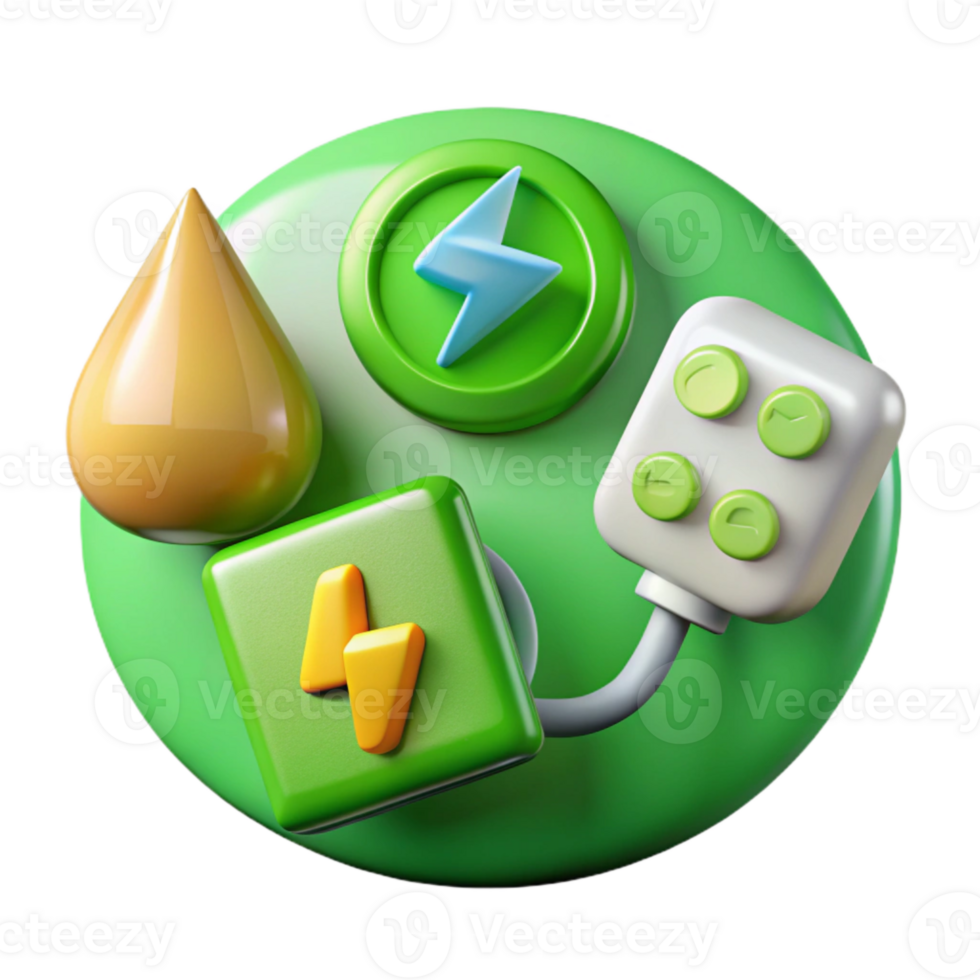 vibrant rustic Green Energy Icon Set Colorful Transparent Background premium png