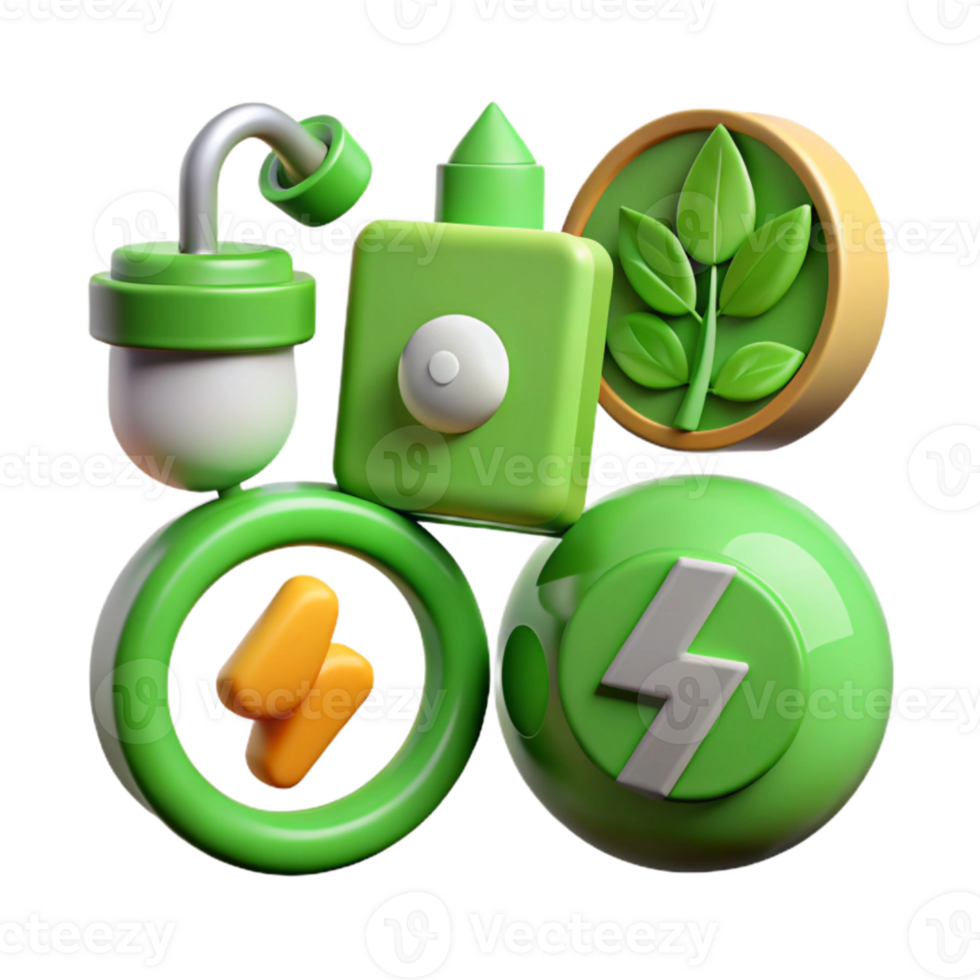 dramatic modern Green Energy Icon Set Colorful Transparent Background genuine png