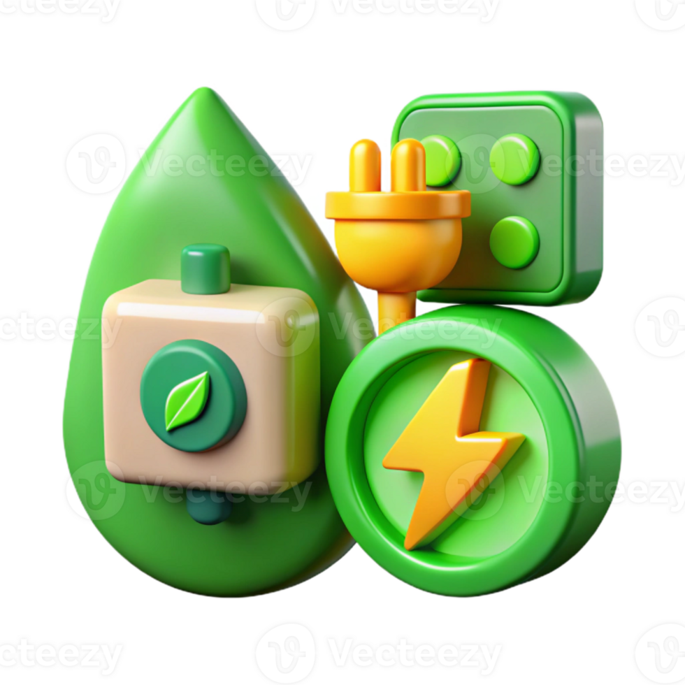 dramatic modern Green Energy Icons Set Flat Design Transparent Background original png