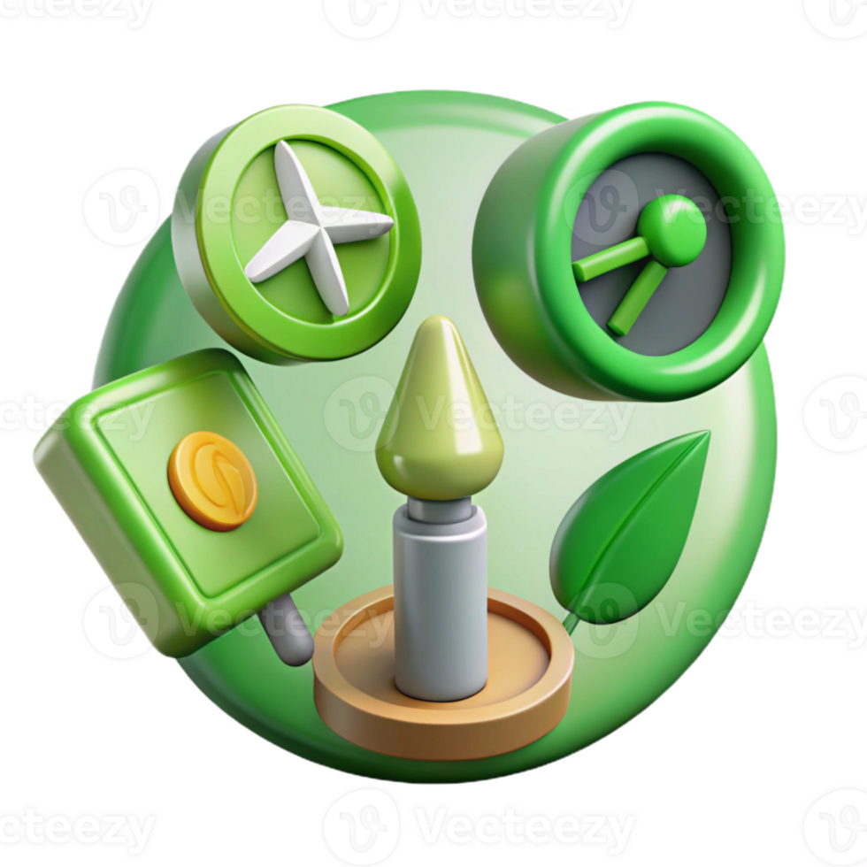 beautiful artistic Green Energy Icon Set Colorful Transparent Background 4K png