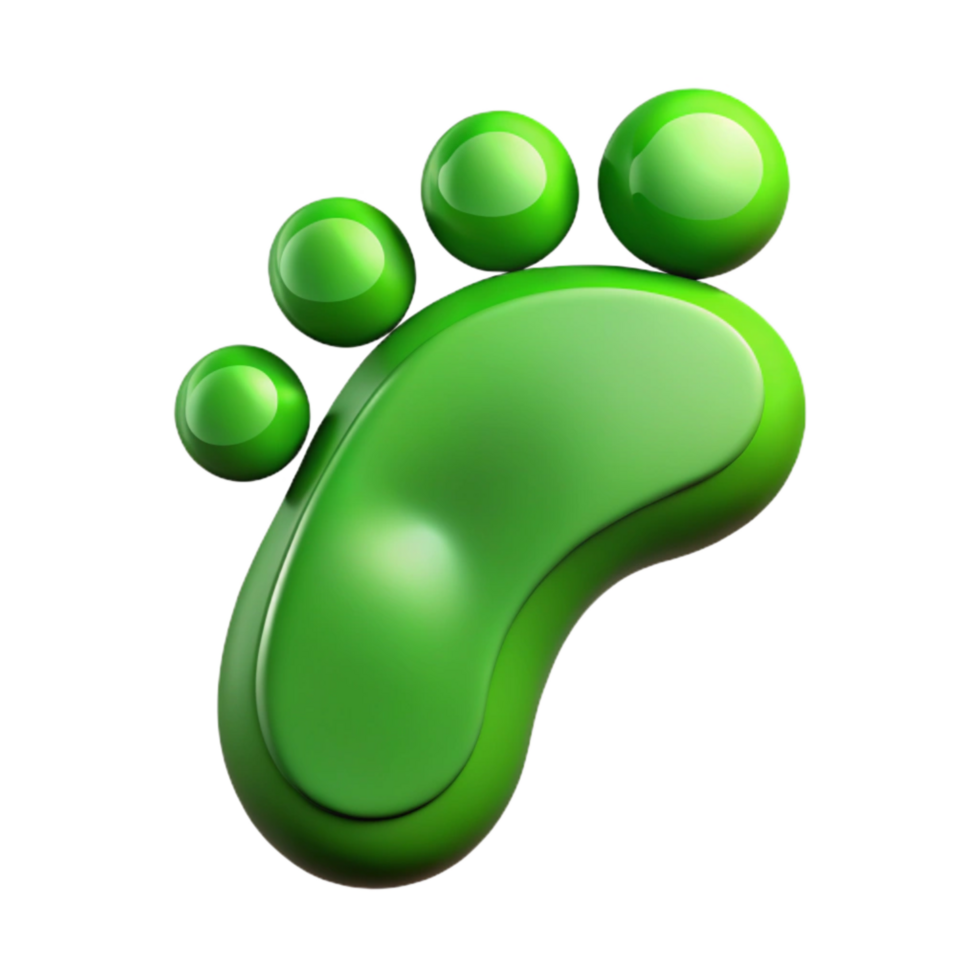 vibrant minimalist Green Footprint Icon Outline Style Isolated Cutout detailed png