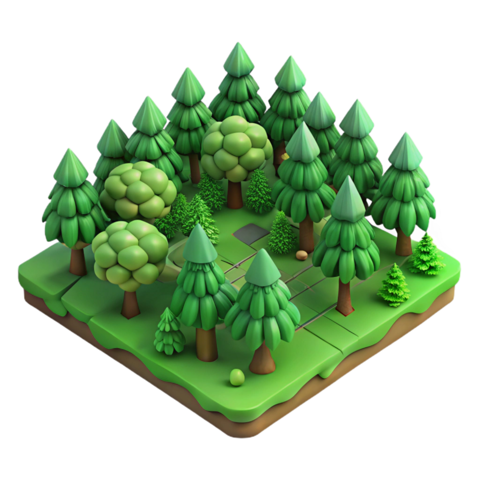 vibrant minimalist Green Forest Aerial View Transparent Background high resolution png