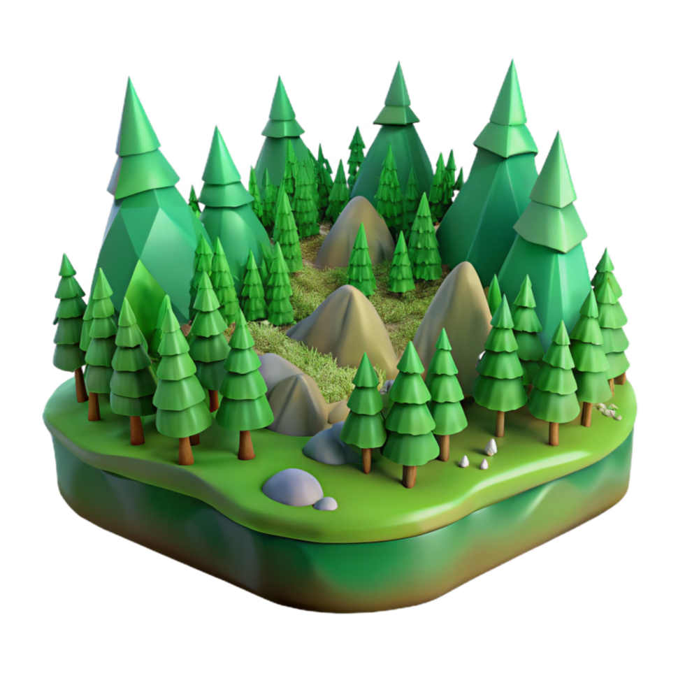 stunning abstract Green Forest Landscape Panorama Transparent Background detailed png