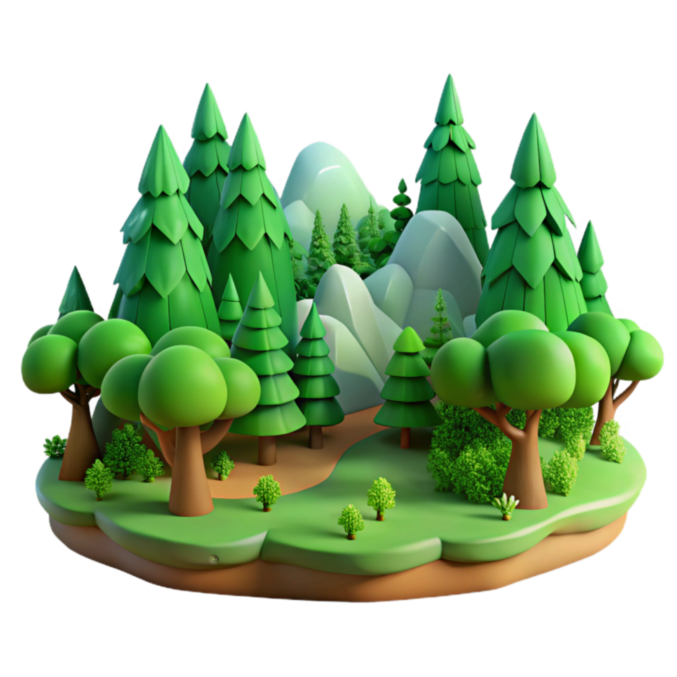 impressive contemporary Green Forest Landscape Panorama Transparent Background professional png