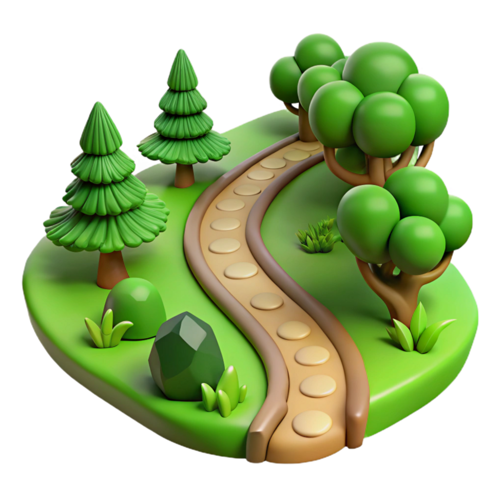 elegant creative Green Forest Path Winding Trail Cutout 4K png