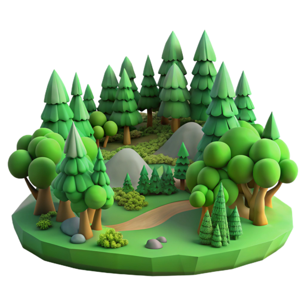 magnificent vintage Green Forest Landscape Panorama Transparent Background exclusive png