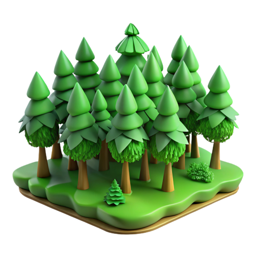 elegant vintage Green Forest Cutout with Dense Trees Transparent Background professional png