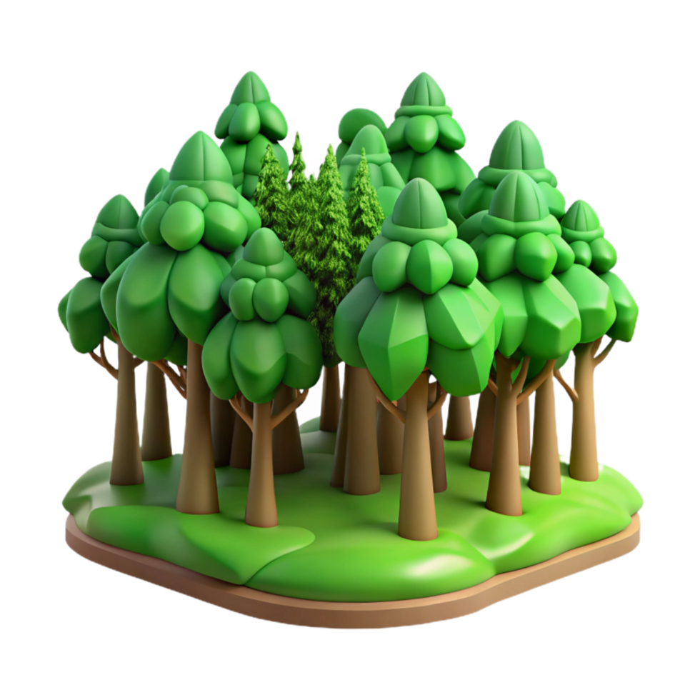 impressive artistic Green Forest Cutout with Dense Trees Transparent Background original png