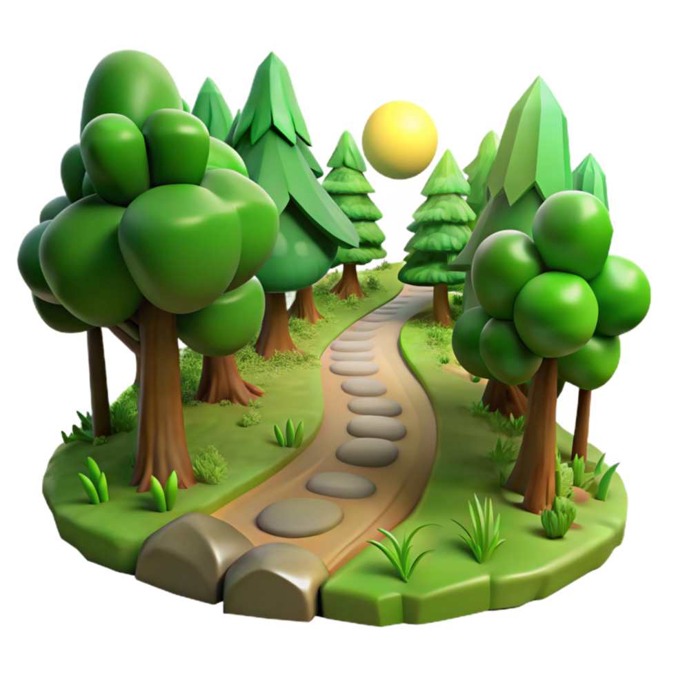 serene creative Green Forest Path Winding Trail Cutout high quality png