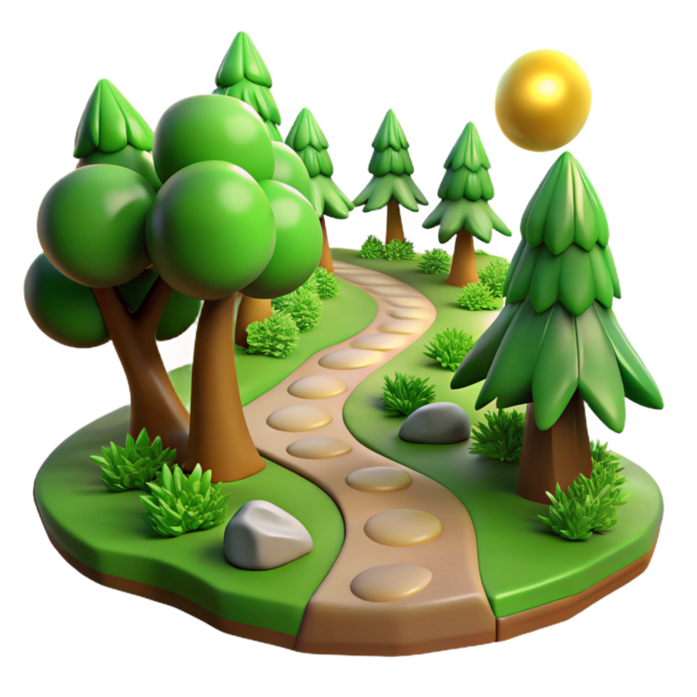 elegant modern Green Forest Path Winding Trail Cutout high resolution png