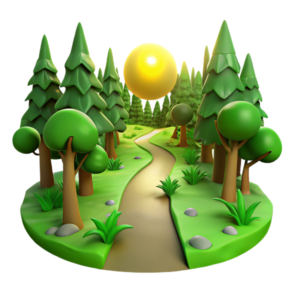 dramatic creative Green Forest Trail Sunlight Filtering Cutout high quality png