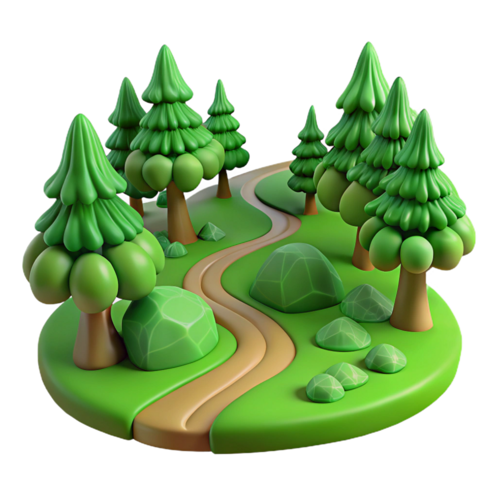 magnificent abstract Green Forest Trail Winding Path Cutout premium png