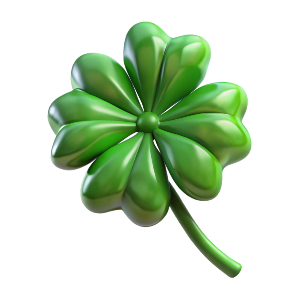 elegant traditional Green Four Leaf Clover Isolated on Transparent Background 4K png