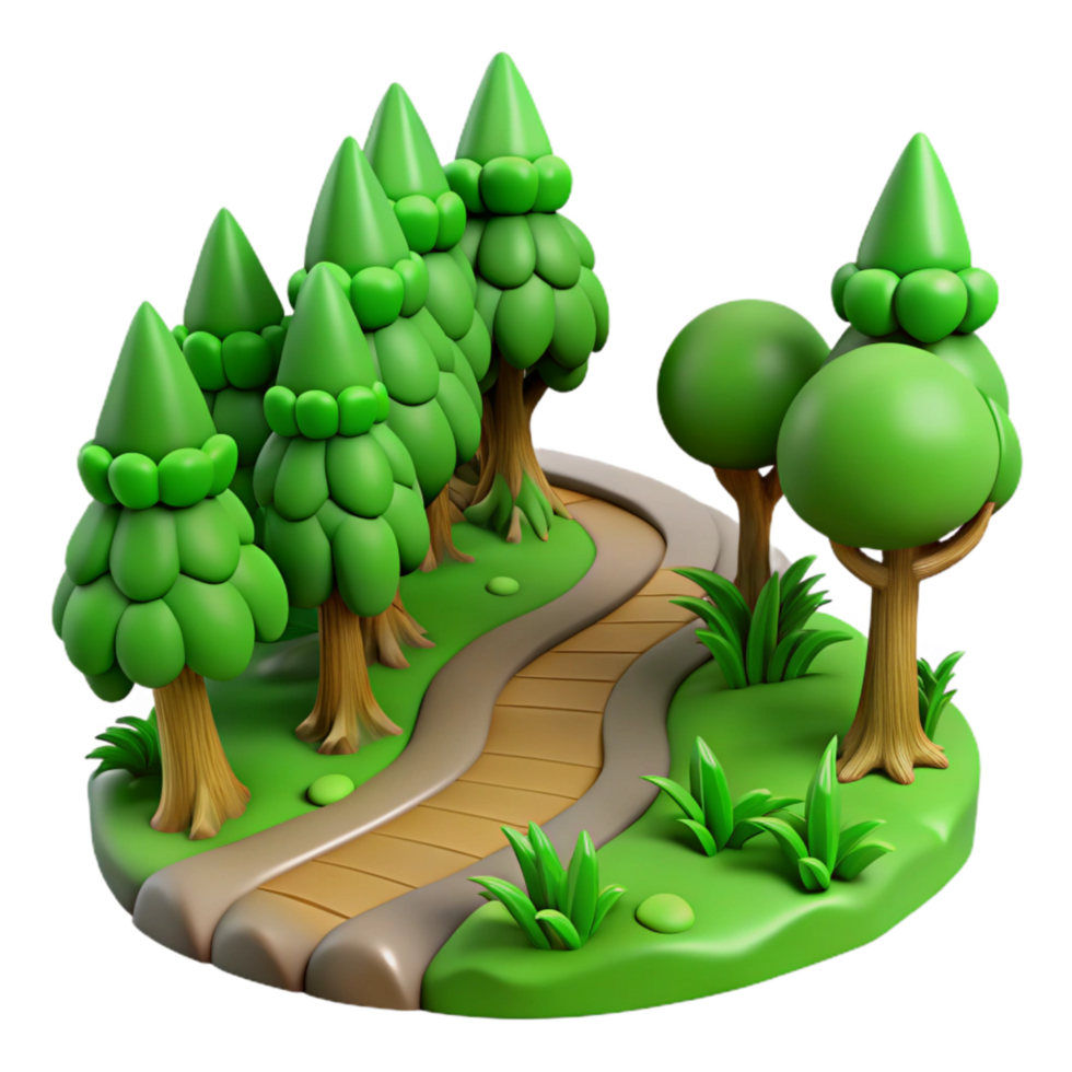 vibrant rustic Green Forest Trail Winding Path Cutout authentic png