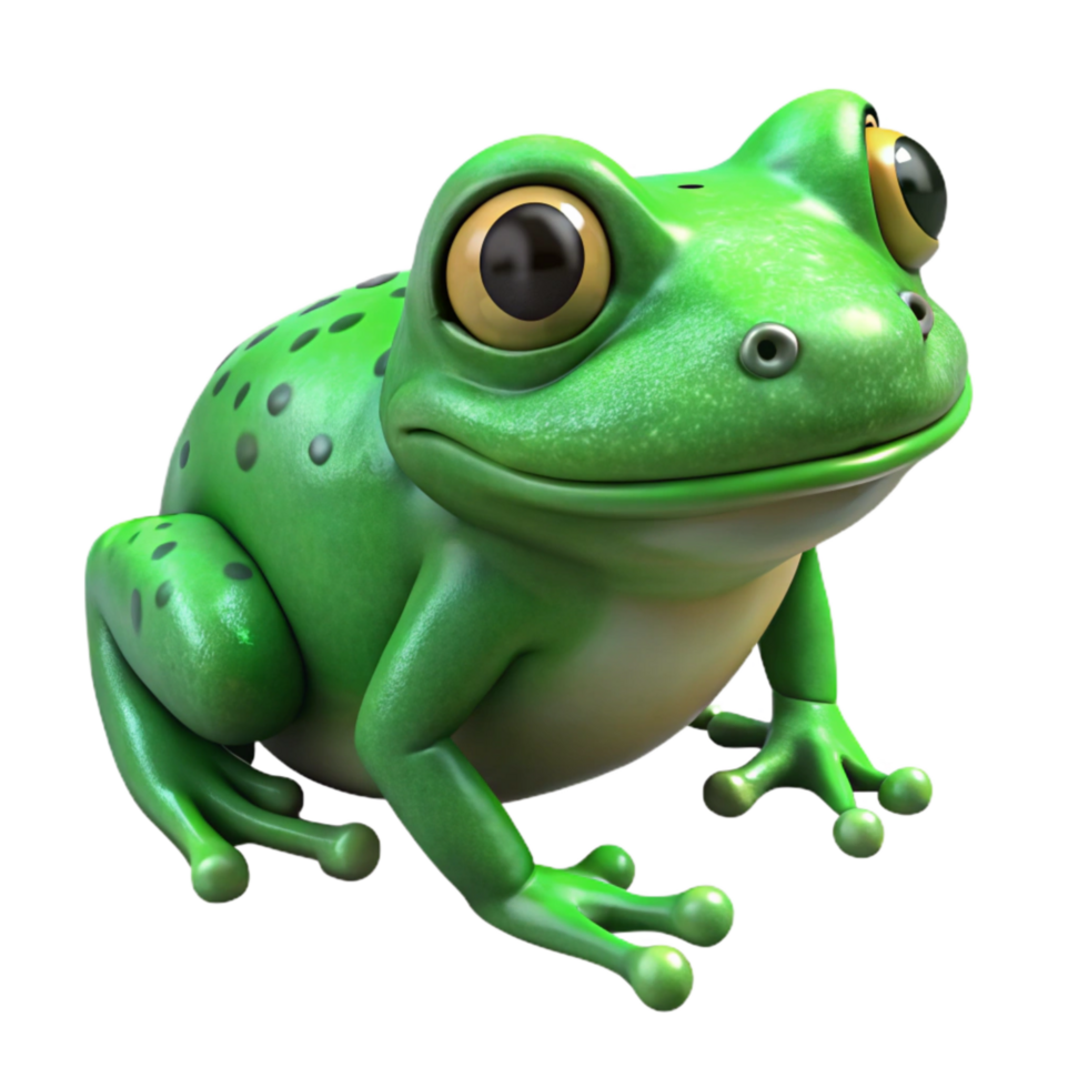 vibrant artistic Green Frog Isolated with Detailed Skin Texture premium png
