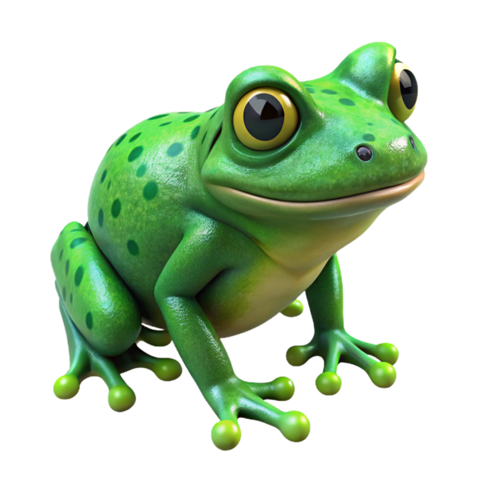 elegant artistic Green Frog Isolated with Detailed Skin Texture high quality png