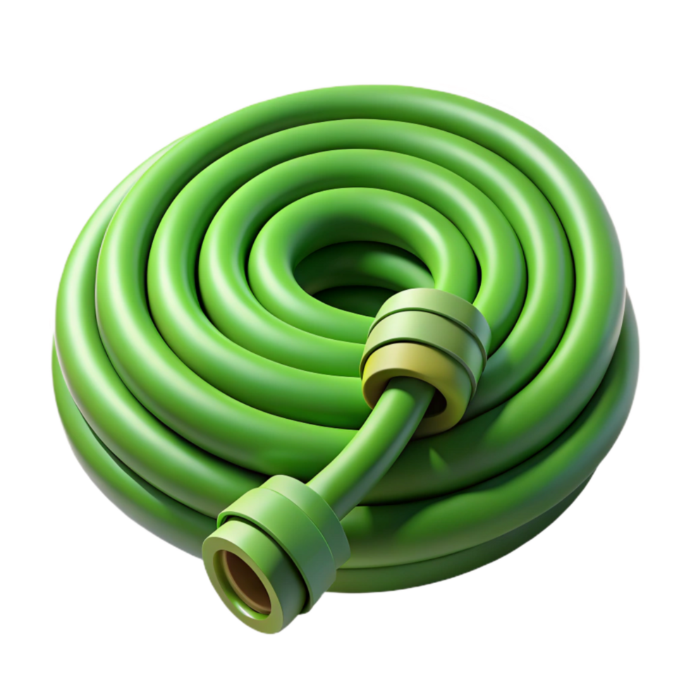 magnificent vintage Green Garden Hose Coiled Isolated Cutout detailed png