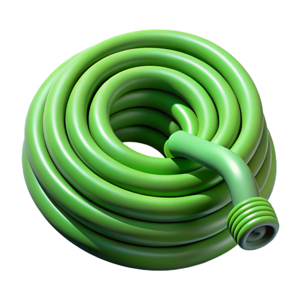 vibrant creative Green Garden Hose Coiled Isolated Cutout high resolution png