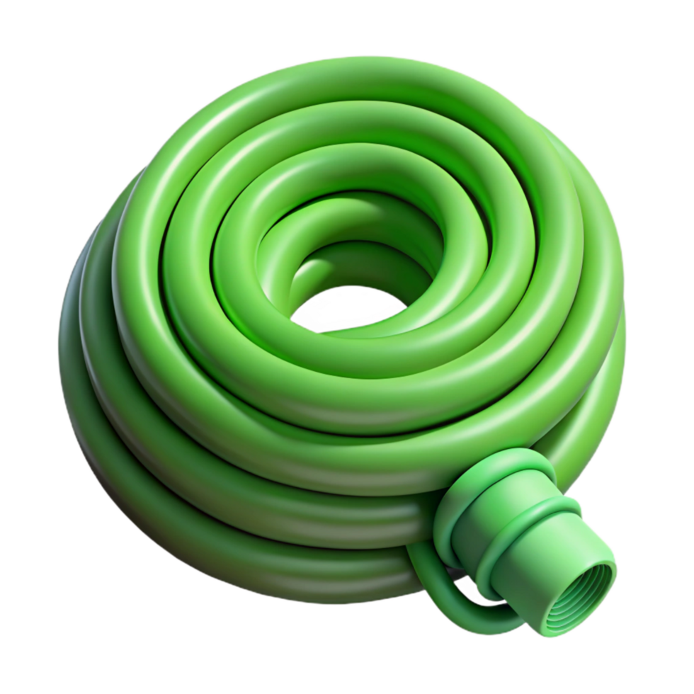 vibrant abstract Green Garden Hose Coiled Isolated Cutout authentic png