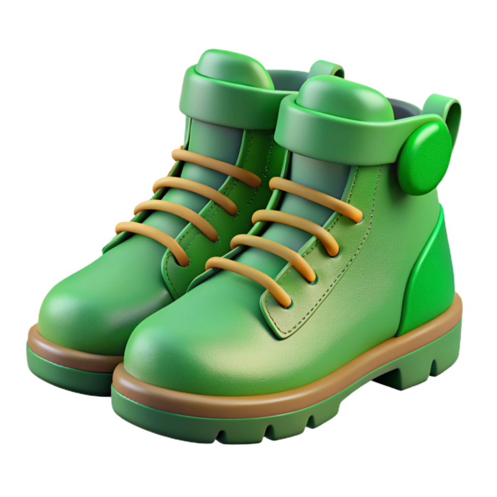 elegant modern Green Hiking Boots Side View Isolated on Transparent Background 4K png