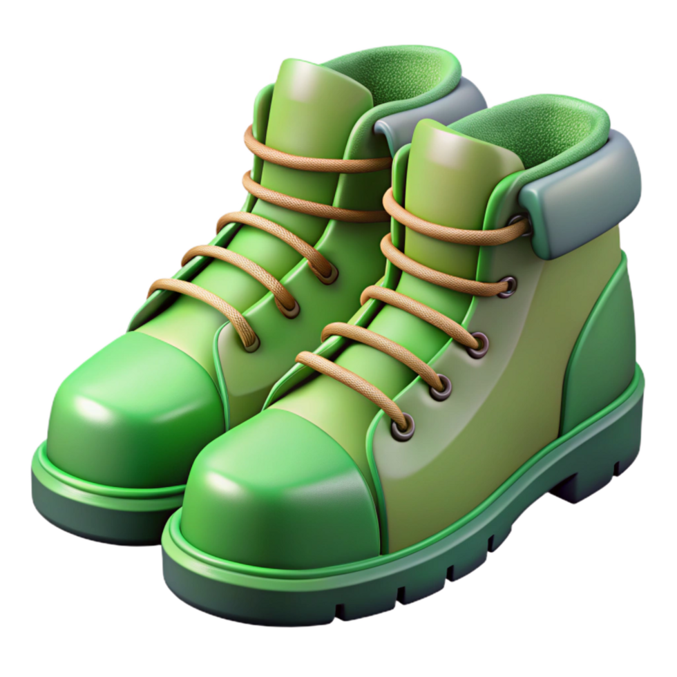magnificent modern Green Hiking Boots Side View Isolated on Transparent Background professional png
