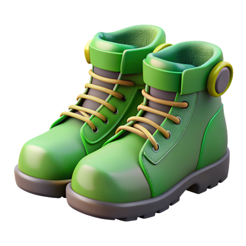 wonderful traditional Green Hiking Boots Side View Isolated on Transparent Background genuine png