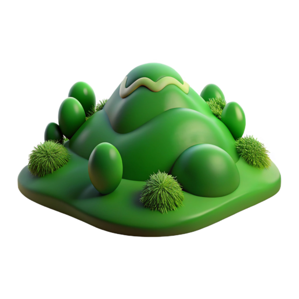 magnificent creative Green Hillside Rolling Terrain Lush Vegetation Isolated detailed png