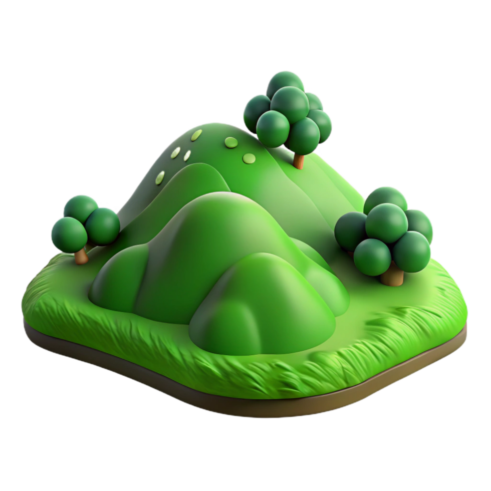 beautiful classic Green Hillside Rolling Terrain Lush Vegetation Isolated detailed png