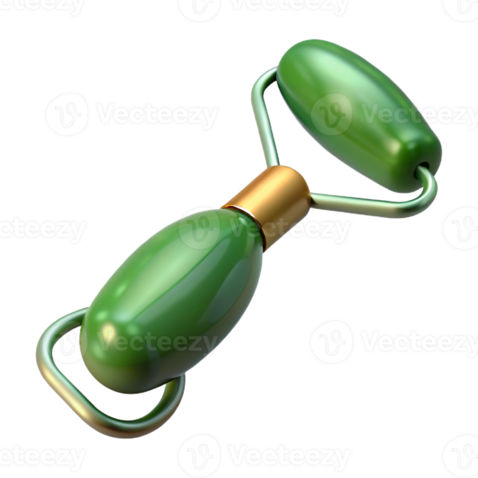 vibrant rustic Green Jade Facial Roller Angled View detailed png