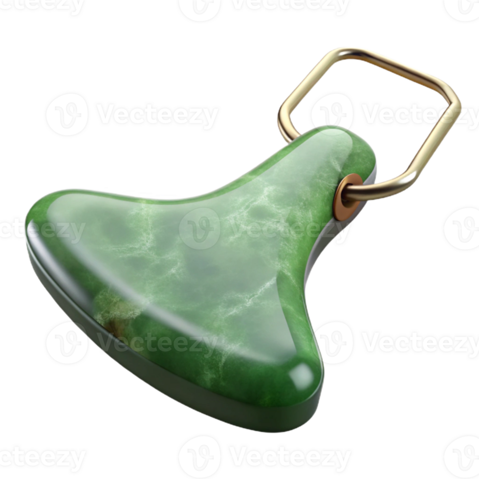 beautiful classic Green Jade Gua Sha Tool Angled View Cutout authentic png