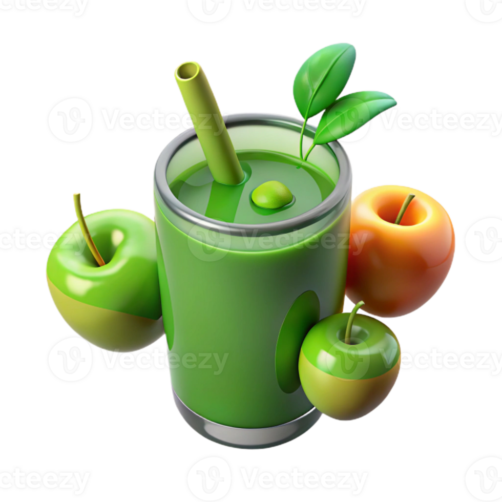 extraordinary artistic Green Juice Glass Cutout with Fresh Ingredients authentic png