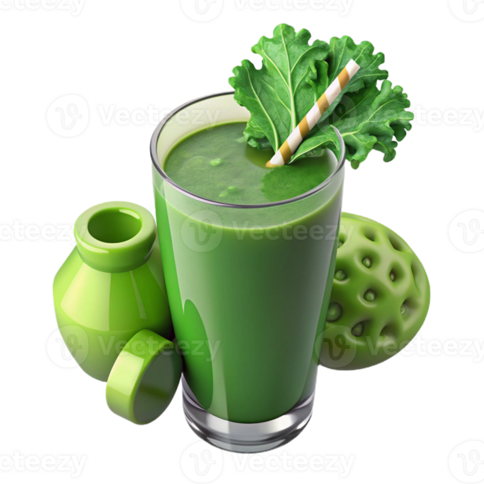 elegant minimalist Green Juice Glass Fresh Spinach Kale Blend Cutout professional png