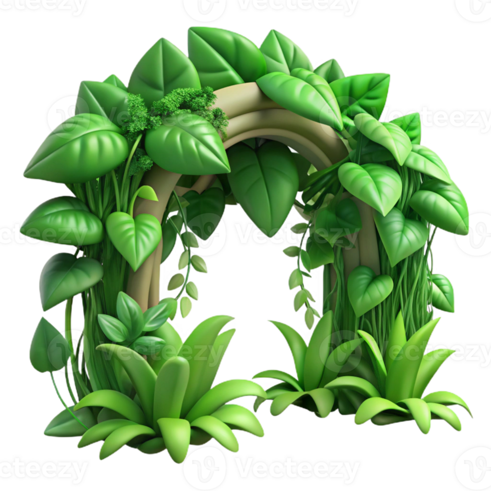 dramatic abstract Green Jungle Vines Cutout Element high resolution png