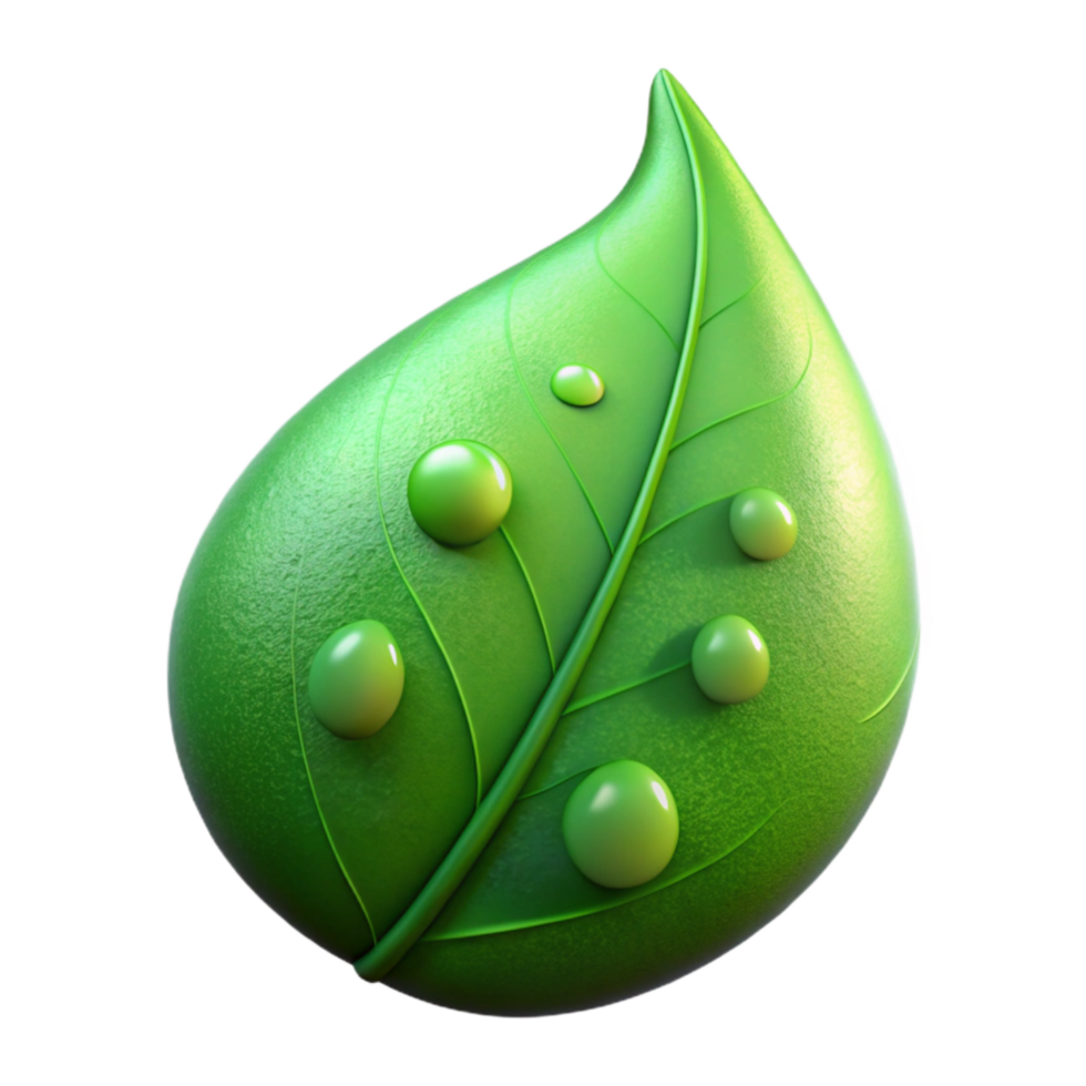 extraordinary rustic Green Leaf with Dewdrop Macro Shot Isolated authentic png