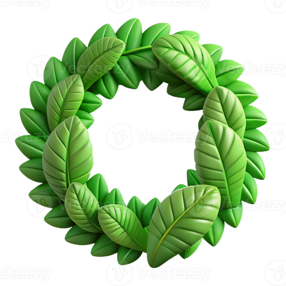 serene classic Green Leaves Border Frame Transparent Background authentic png