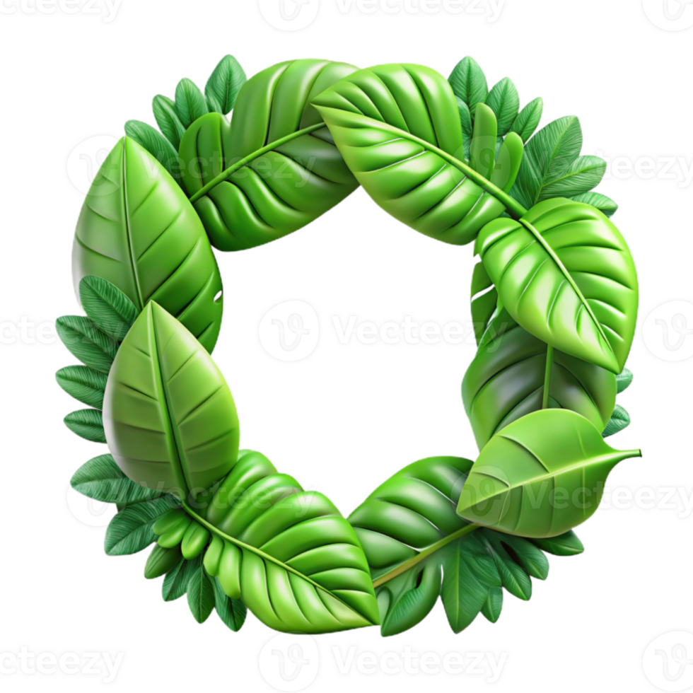 extraordinary abstract Green Leaves Border Decorative Frame Transparent Background premium png