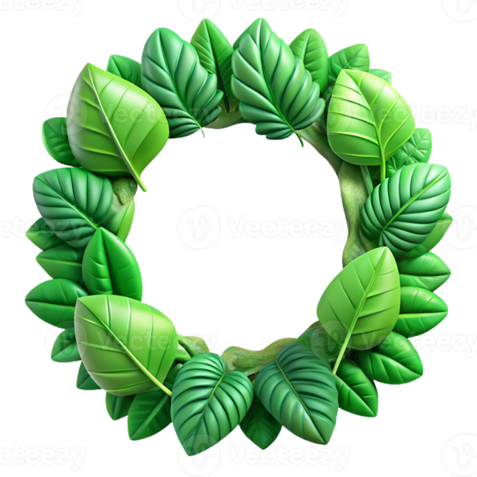 vibrant traditional Green Leaves Border Decorative Frame Transparent Background authentic png