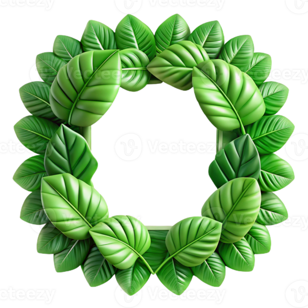 elegant contemporary Green Leaves Border Decorative Frame Transparent Background high quality png