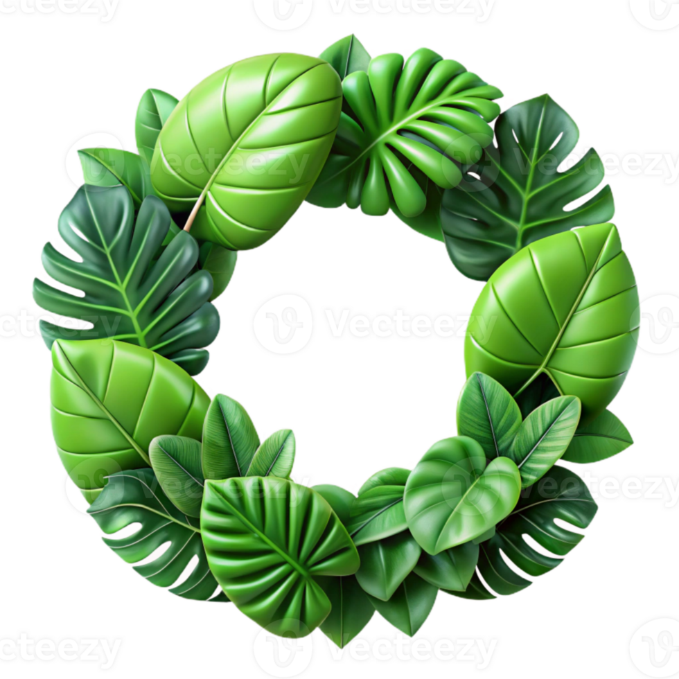 vibrant contemporary Green Leaves Border Frame Transparent Background original png