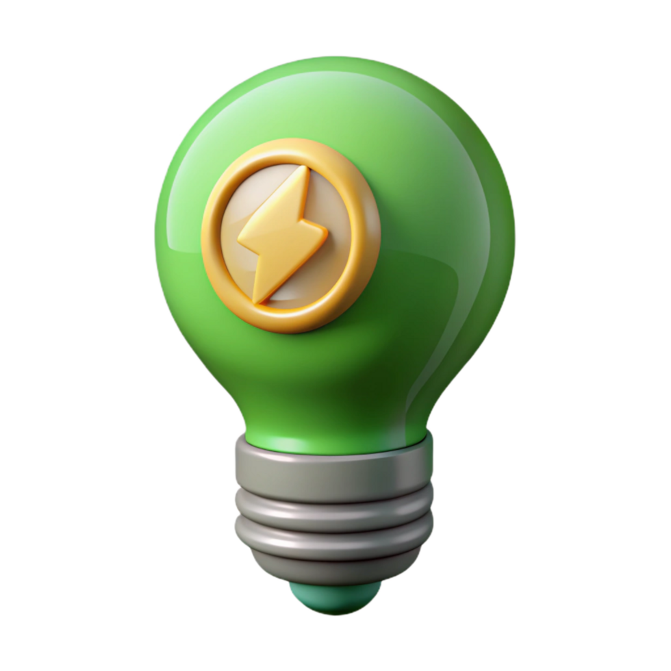 beautiful artistic Green Lightbulb Icon Energy Saving Isolated Element genuine png