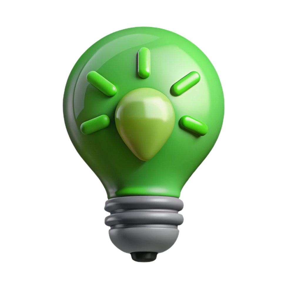 wonderful classic Green Lightbulb Icon Energy Saving Isolated Element 4K png