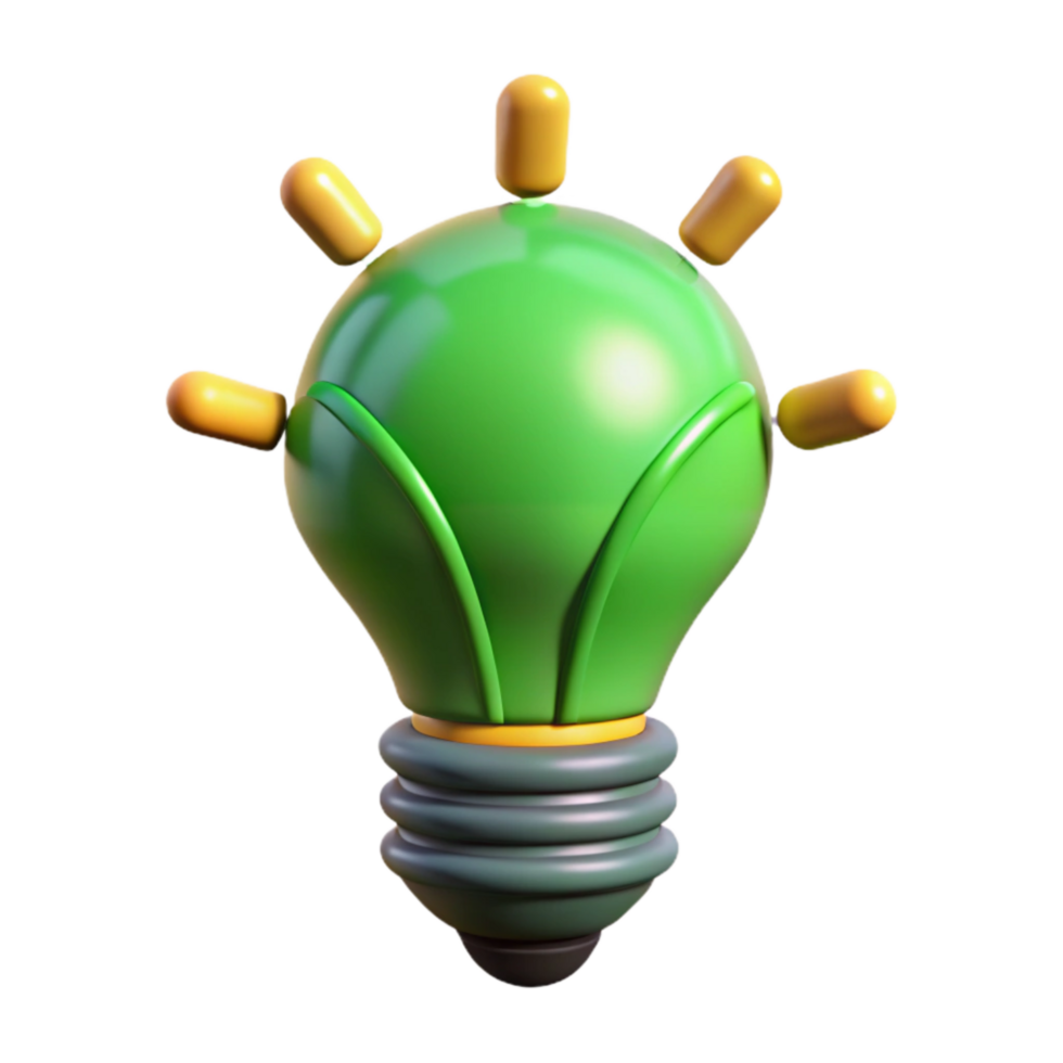 elegant abstract Green Light Bulb with Innovation in Marketing Cutout premium png