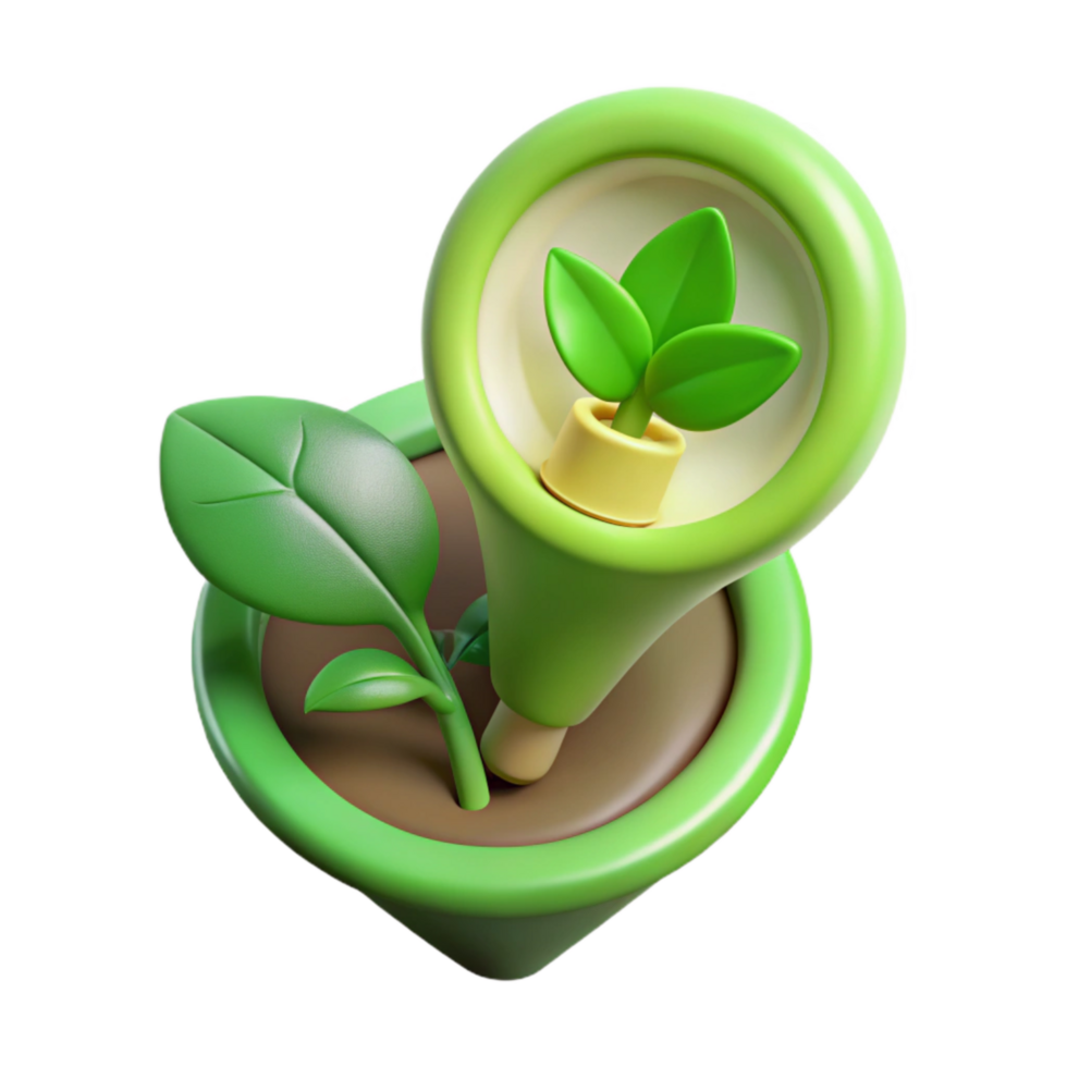 serene artistic Green Plant Icon with Sustainable Marketing Concept Transparent Background high quality png