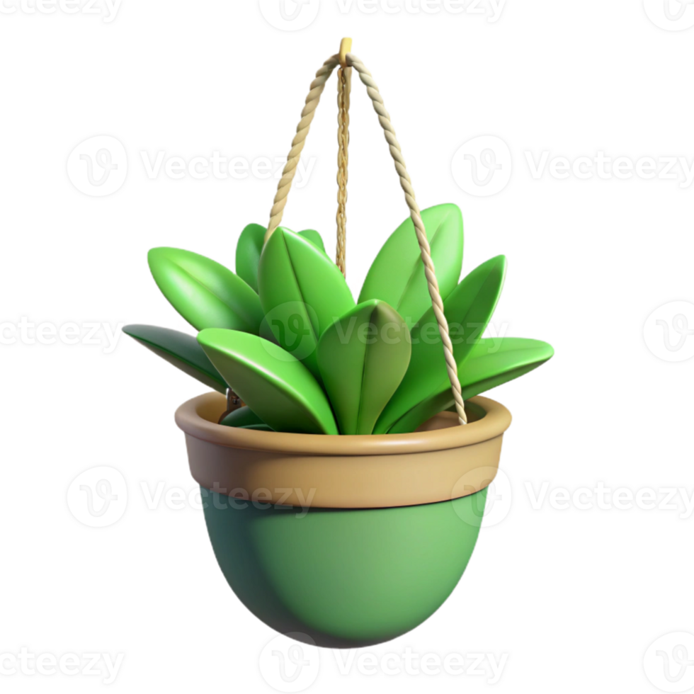 serene minimalist Green Plant in a Ceramic Pot Isolated on Transparent Background detailed png